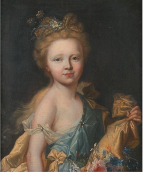 Portrait De Petite Fille La Couronne De Fleurs By Johann Ernst