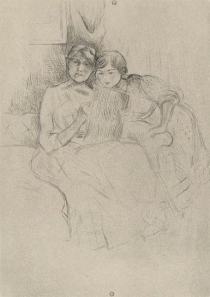 Berthe Morisot Dessinant Avec Sa Fille By Berthe Marie Pauline