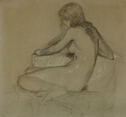 Seated Female Nude Seen In Profile By Frans Schwartz Artist At Bruun