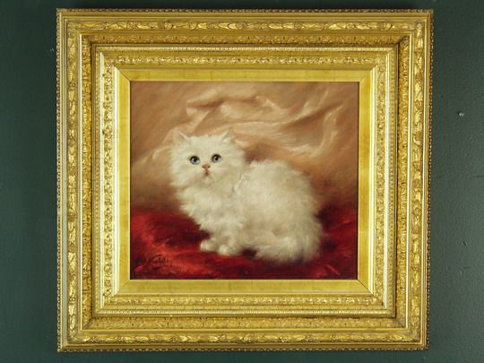 Portrait of White Angora Kitten by Carl Kahler artist at Thomaston