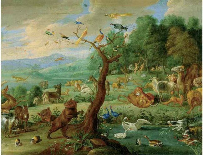 Adam und Eva im Paradies Der Sündenfall.jpeg by Jan Van Kessel artist