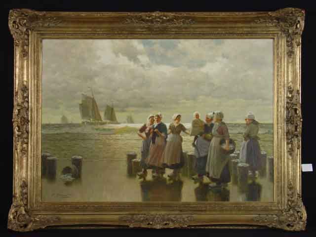 Friesische Fischersfrauen erwarten die Heimkehr der Boote by Peter Pulm ...