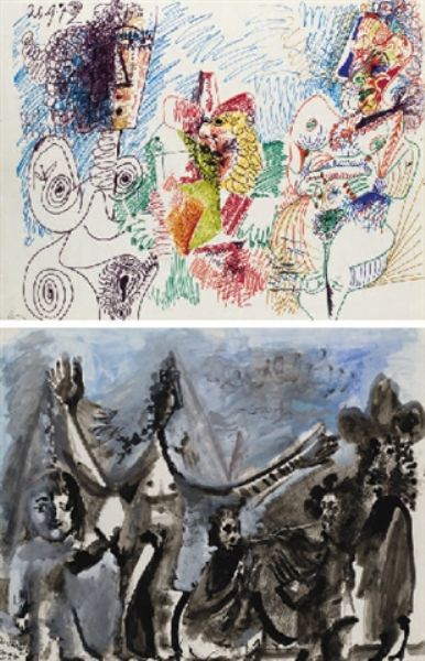 Trois personnages (recto) and Cinq personnages (verso) by Pablo Ruiz