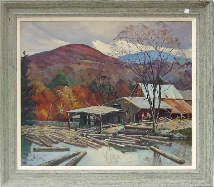 logging scene by Otis Pierce Cook Jr artist at Blackwood March ...