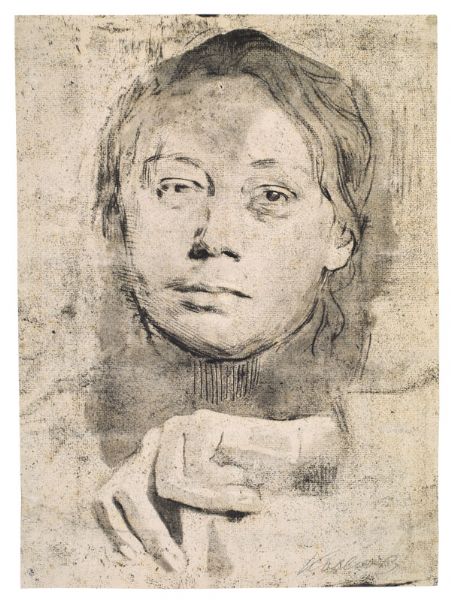 Selbstbildnis mit der linken Hand by Kathe Schmidt Kollwitz artist at ...