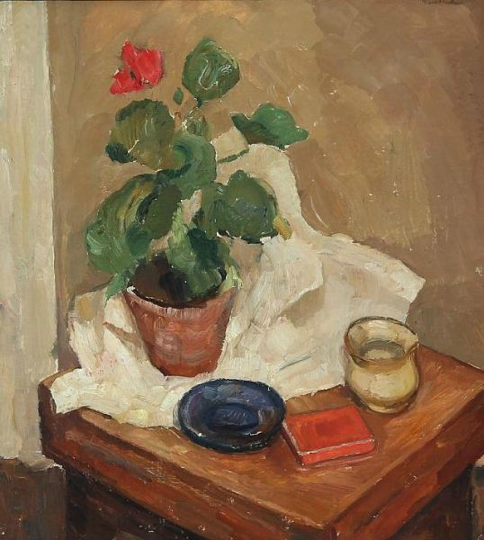 Pot plant on a table by Carl Ernst Fischer artist at Bruun Rasmussen ...