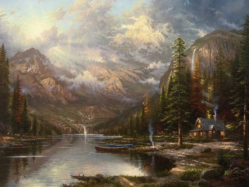 Mountain Majesty by Thomas Kinkade artist at 5th Avenue Auctioneers ...