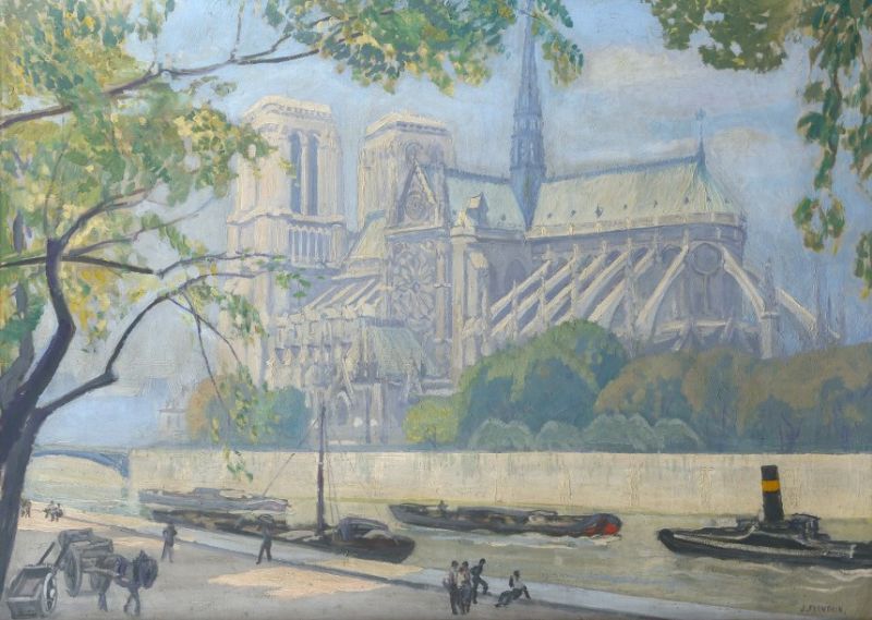 Vue de Notre Dame by Jules Leon Flandrin artist at OGER - BLANCHET ...