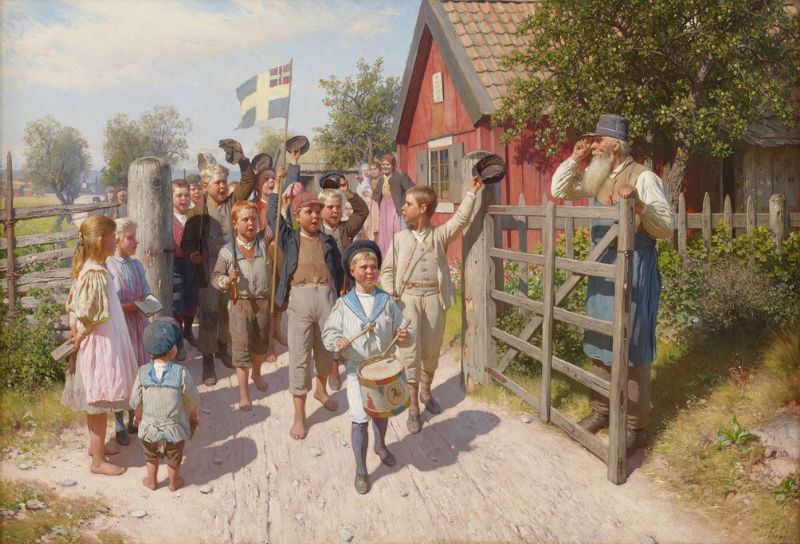 Det gamla och det unga Sverige - sommarmotiv från Rotebro