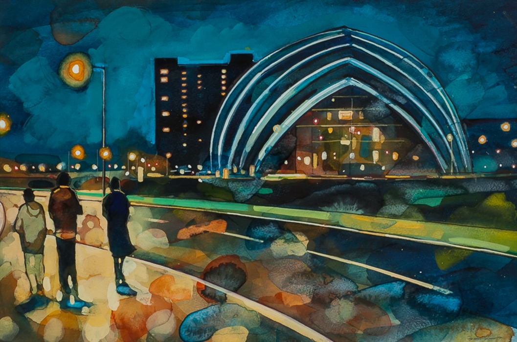 LIGHTS ON THE ARMADILLO, GLASGOW by BRYAN EVANS artist at McTear's