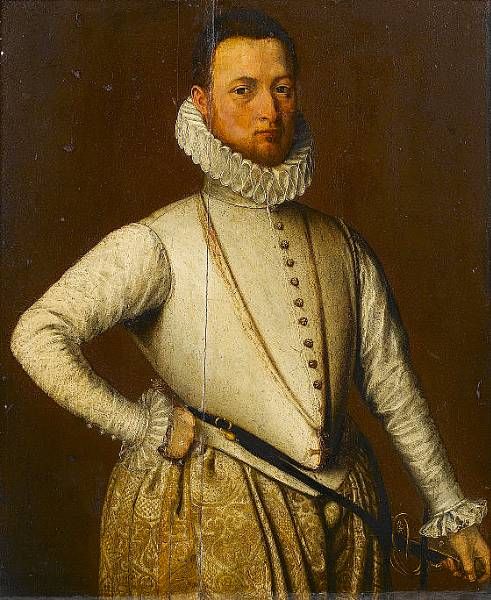 portrait-of-a-gentleman-standing-three-quarter-length-in-a-white-doublet-and-gold-brocade-hose